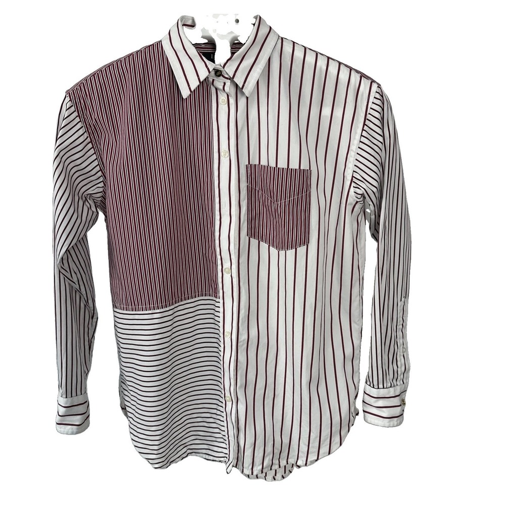 Lauren Ralph Lauren Women's Sz PS Mixed Striped Patchwork Cotton Shirt